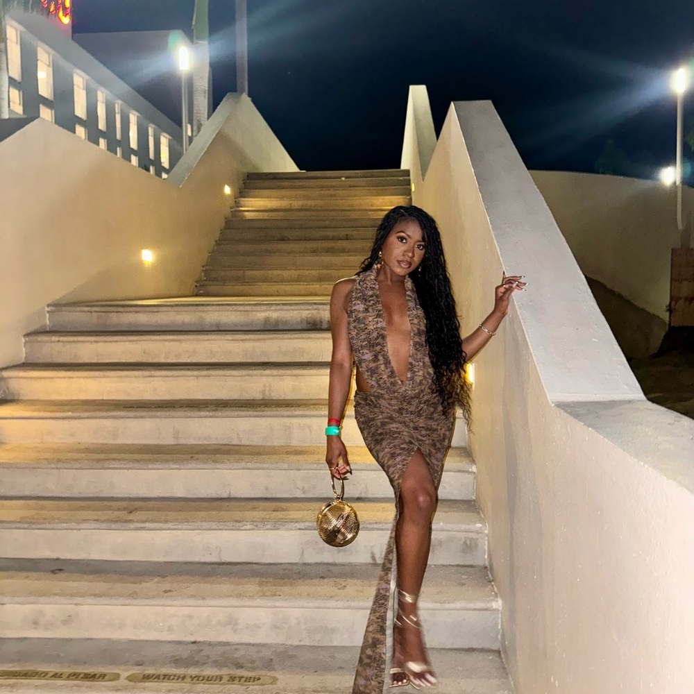 PrettyLittleThing Brown Backless Dress